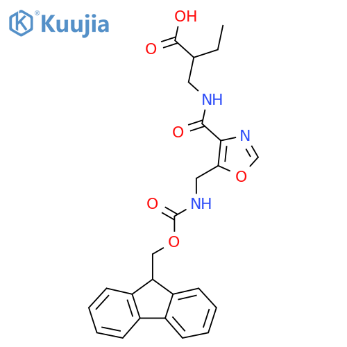 2-({5-({(9H-fluoren-9-yl)methoxycarbonyl}amino)methyl-1,3-oxazol-4-yl}formamido)methylbutanoic acid structure