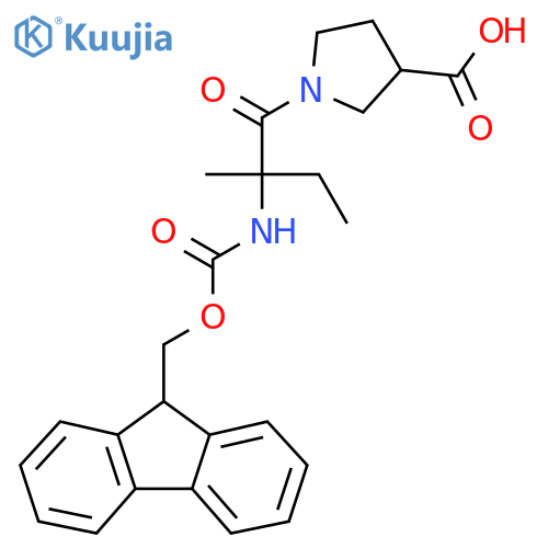 1-2-({(9H-fluoren-9-yl)methoxycarbonyl}amino)-2-methylbutanoylpyrrolidine-3-carboxylic acid structure