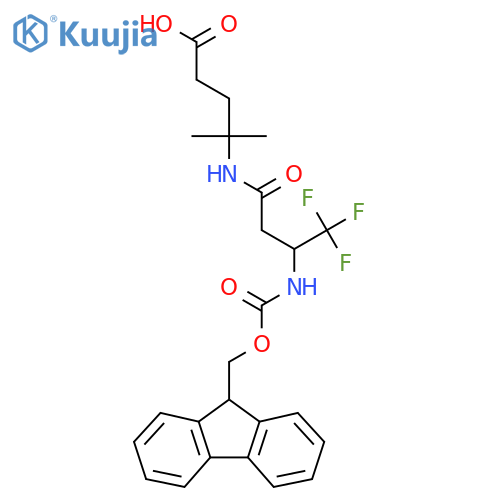 4-3-({(9H-fluoren-9-yl)methoxycarbonyl}amino)-4,4,4-trifluorobutanamido-4-methylpentanoic acid structure