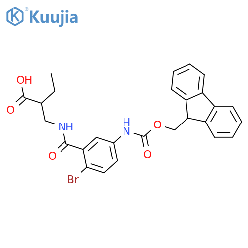 2-({2-bromo-5-({(9H-fluoren-9-yl)methoxycarbonyl}amino)phenylformamido}methyl)butanoic acid structure