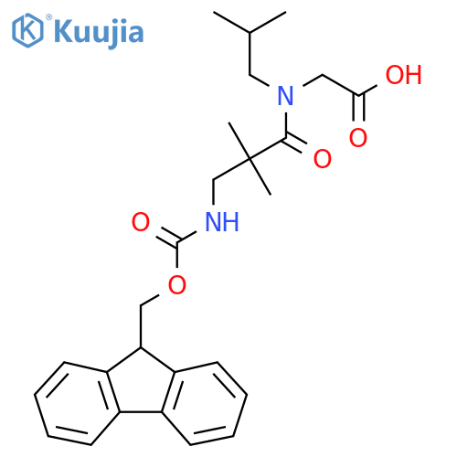 2-3-({(9H-fluoren-9-yl)methoxycarbonyl}amino)-2,2-dimethyl-N-(2-methylpropyl)propanamidoacetic acid structure