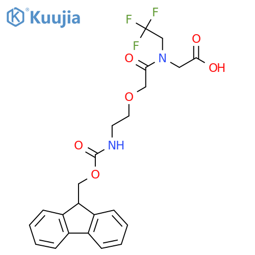 2-{2-2-({(9H-fluoren-9-yl)methoxycarbonyl}amino)ethoxy-N-(2,2,2-trifluoroethyl)acetamido}acetic acid structure
