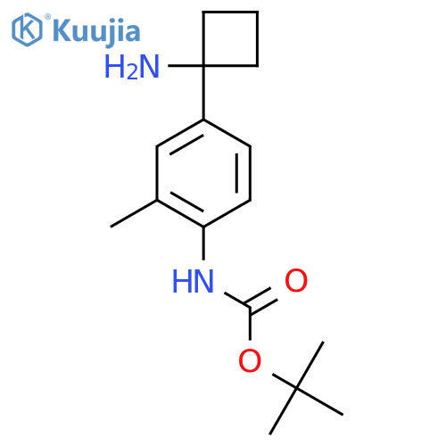 tert-butyl N-4-(1-aminocyclobutyl)-2-methylphenylcarbamate structure