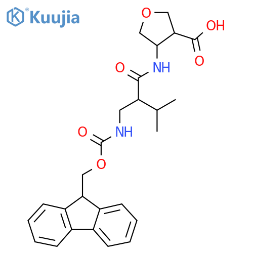 4-{2-({(9H-fluoren-9-yl)methoxycarbonyl}amino)methyl-3-methylbutanamido}oxolane-3-carboxylic acid structure