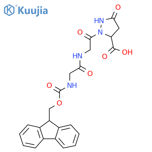 2-{2-2-({(9H-fluoren-9-yl)methoxycarbonyl}amino)acetamidoacetyl}-5-oxopyrazolidine-3-carboxylic acid structure