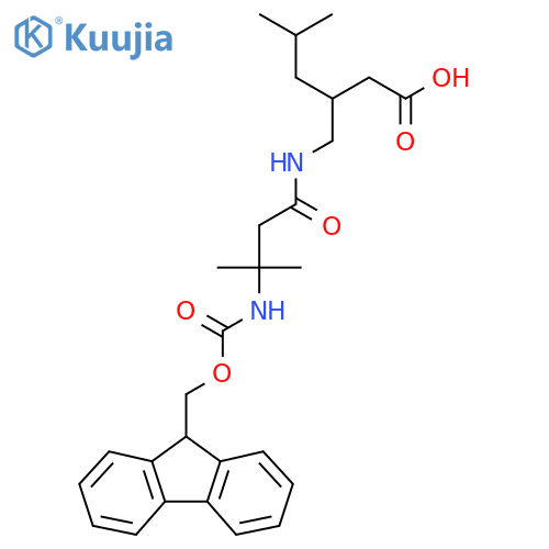 3-{3-({(9H-fluoren-9-yl)methoxycarbonyl}amino)-3-methylbutanamidomethyl}-5-methylhexanoic acid structure
