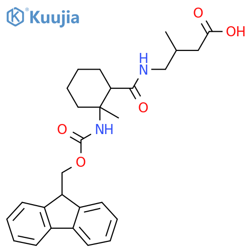 4-{2-({(9H-fluoren-9-yl)methoxycarbonyl}amino)-2-methylcyclohexylformamido}-3-methylbutanoic acid structure