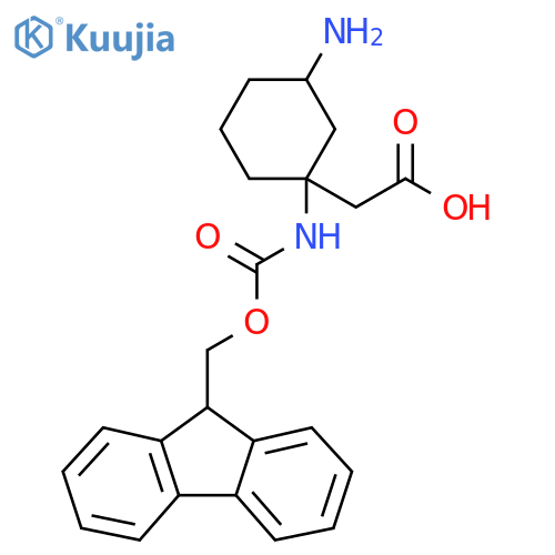 2-3-amino-1-({(9H-fluoren-9-yl)methoxycarbonyl}amino)cyclohexylacetic acid structure