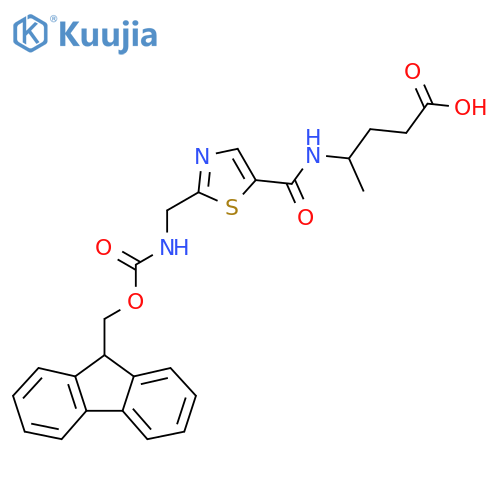 4-({2-({(9H-fluoren-9-yl)methoxycarbonyl}amino)methyl-1,3-thiazol-5-yl}formamido)pentanoic acid structure