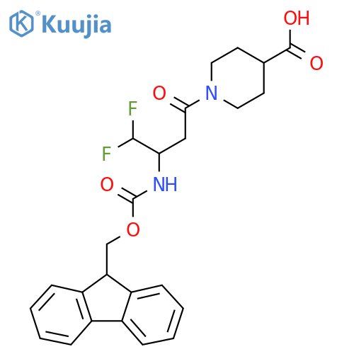 1-3-({(9H-fluoren-9-yl)methoxycarbonyl}amino)-4,4-difluorobutanoylpiperidine-4-carboxylic acid structure