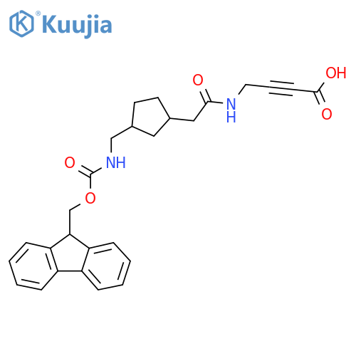 4-(2-{3-({(9H-fluoren-9-yl)methoxycarbonyl}amino)methylcyclopentyl}acetamido)but-2-ynoic acid structure