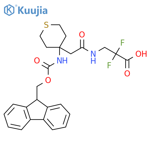 3-{2-4-({(9H-fluoren-9-yl)methoxycarbonyl}amino)thian-4-ylacetamido}-2,2-difluoropropanoic acid structure
