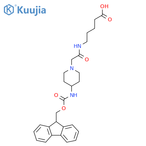 5-{2-4-({(9H-fluoren-9-yl)methoxycarbonyl}amino)piperidin-1-ylacetamido}pentanoic acid structure