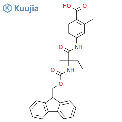4-2-({(9H-fluoren-9-yl)methoxycarbonyl}amino)-2-methylbutanamido-2-methylbenzoic acid structure