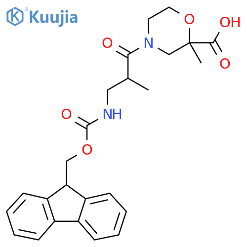4-3-({(9H-fluoren-9-yl)methoxycarbonyl}amino)-2-methylpropanoyl-2-methylmorpholine-2-carboxylic acid structure