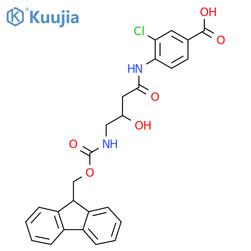 3-chloro-4-4-({(9H-fluoren-9-yl)methoxycarbonyl}amino)-3-hydroxybutanamidobenzoic acid structure