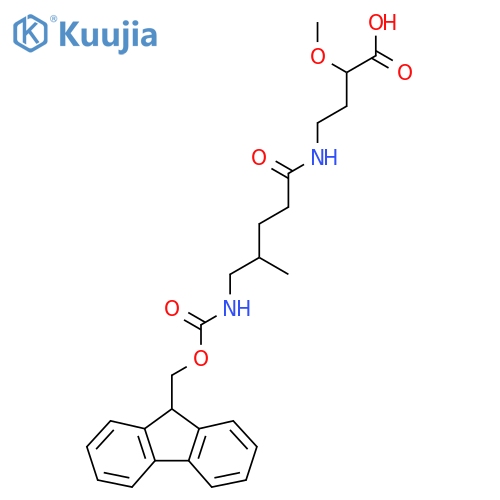 4-5-({(9H-fluoren-9-yl)methoxycarbonyl}amino)-4-methylpentanamido-2-methoxybutanoic acid structure