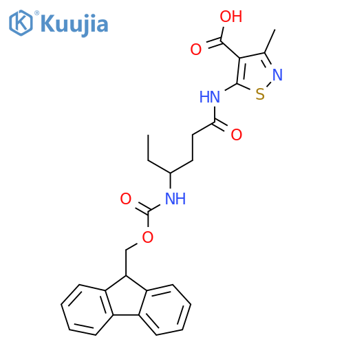 5-4-({(9H-fluoren-9-yl)methoxycarbonyl}amino)hexanamido-3-methyl-1,2-thiazole-4-carboxylic acid structure