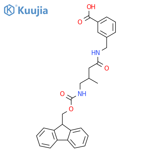 3-{4-({(9H-fluoren-9-yl)methoxycarbonyl}amino)-3-methylbutanamidomethyl}benzoic acid structure