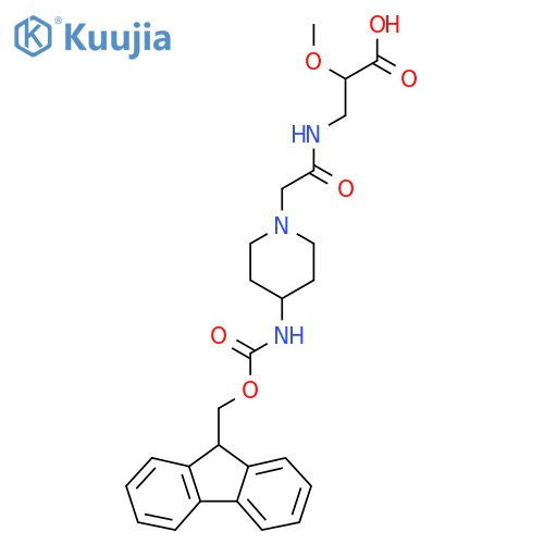 3-{2-4-({(9H-fluoren-9-yl)methoxycarbonyl}amino)piperidin-1-ylacetamido}-2-methoxypropanoic acid structure