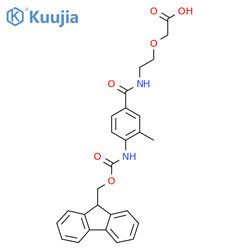2-(2-{4-({(9H-fluoren-9-yl)methoxycarbonyl}amino)-3-methylphenylformamido}ethoxy)acetic acid structure
