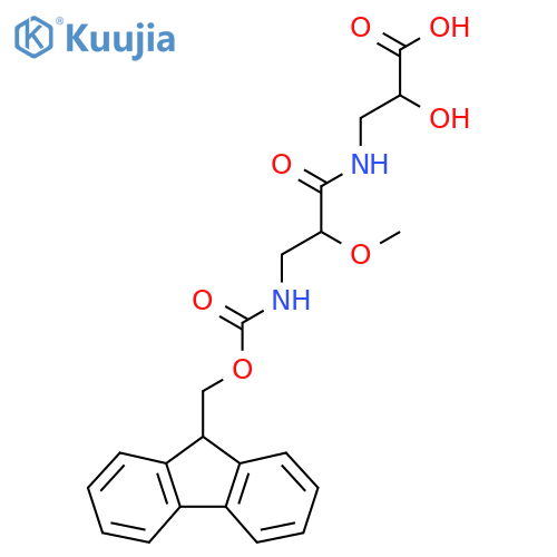 3-3-({(9H-fluoren-9-yl)methoxycarbonyl}amino)-2-methoxypropanamido-2-hydroxypropanoic acid structure