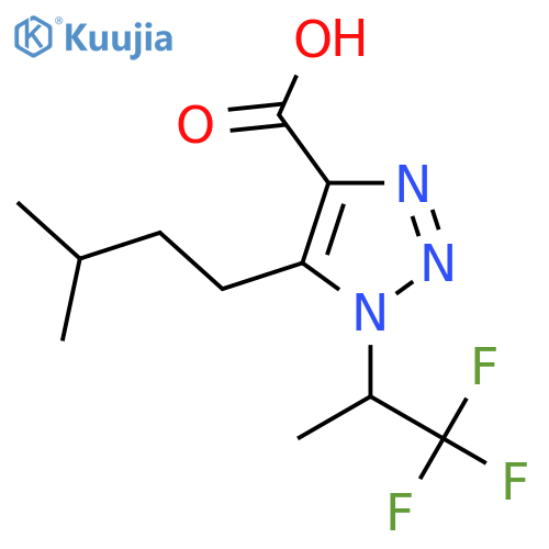 5-(3-methylbutyl)-1-(1,1,1-trifluoropropan-2-yl)-1H-1,2,3-triazole-4-carboxylic acid structure