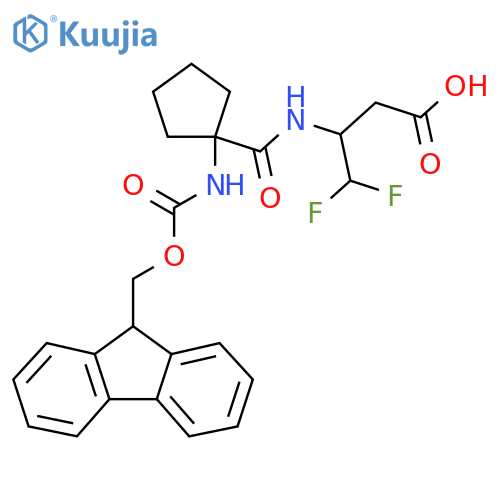 3-{1-({(9H-fluoren-9-yl)methoxycarbonyl}amino)cyclopentylformamido}-4,4-difluorobutanoic acid structure