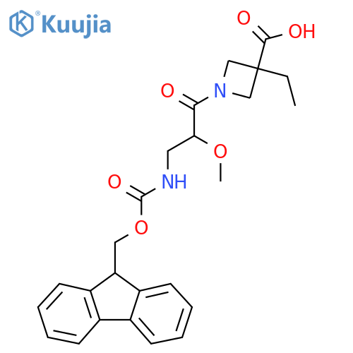 3-ethyl-1-3-({(9H-fluoren-9-yl)methoxycarbonyl}amino)-2-methoxypropanoylazetidine-3-carboxylic acid structure