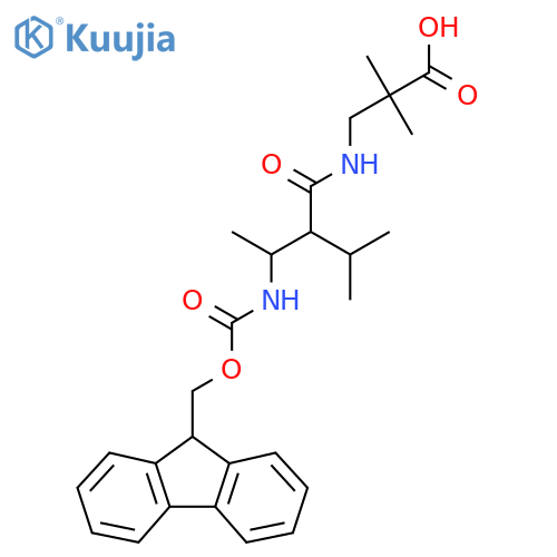 3-3-({(9H-fluoren-9-yl)methoxycarbonyl}amino)-2-(propan-2-yl)butanamido-2,2-dimethylpropanoic acid structure