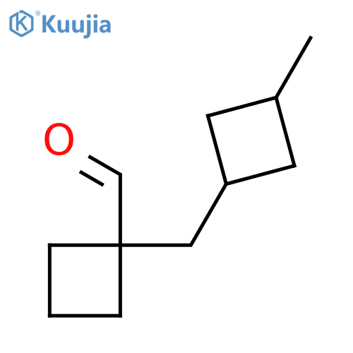 1-(3-methylcyclobutyl)methylcyclobutane-1-carbaldehyde structure