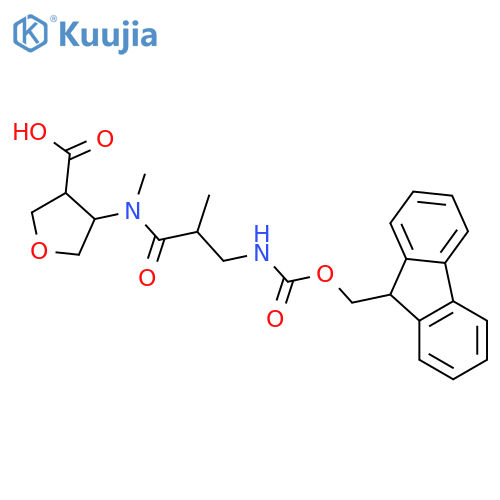 4-3-({(9H-fluoren-9-yl)methoxycarbonyl}amino)-N,2-dimethylpropanamidooxolane-3-carboxylic acid structure