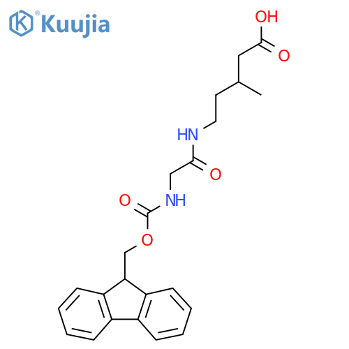 5-2-({(9H-fluoren-9-yl)methoxycarbonyl}amino)acetamido-3-methylpentanoic acid structure
