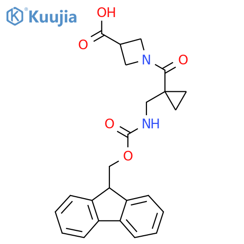 1-{1-({(9H-fluoren-9-yl)methoxycarbonyl}amino)methylcyclopropanecarbonyl}azetidine-3-carboxylic acid structure