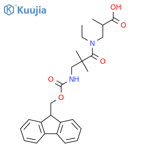 3-N-ethyl-3-({(9H-fluoren-9-yl)methoxycarbonyl}amino)-2,2-dimethylpropanamido-2-methylpropanoic acid structure