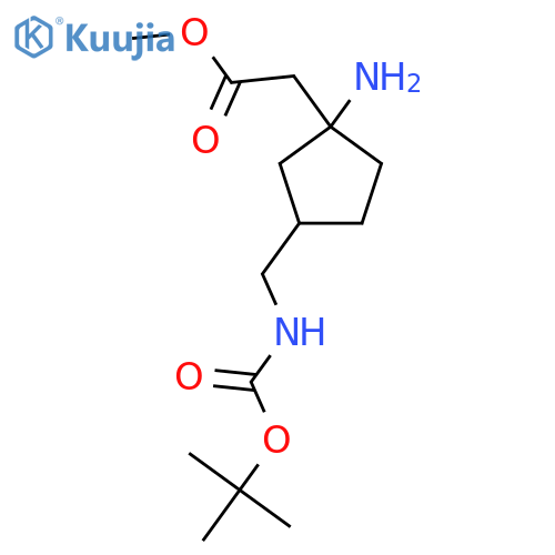 methyl 2-1-amino-3-({(tert-butoxy)carbonylamino}methyl)cyclopentylacetate structure