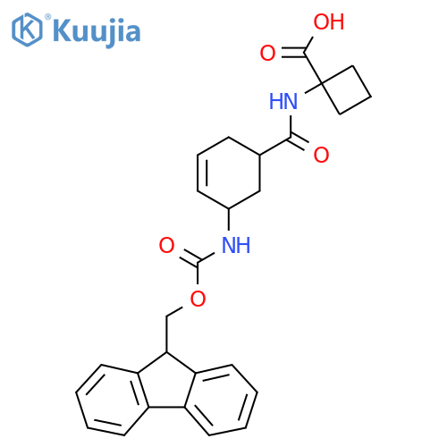 1-5-({(9H-fluoren-9-yl)methoxycarbonyl}amino)cyclohex-3-ene-1-amidocyclobutane-1-carboxylic acid structure
