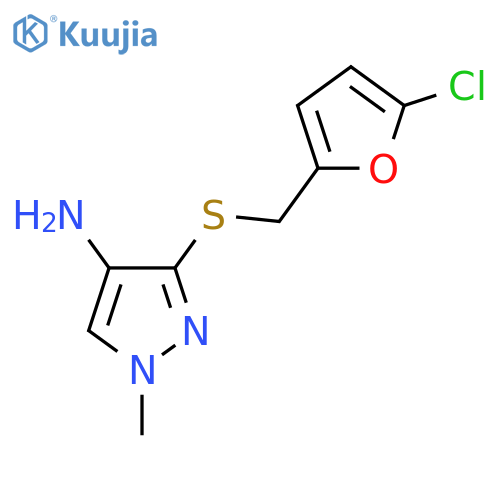 3-{(5-chlorofuran-2-yl)methylsulfanyl}-1-methyl-1H-pyrazol-4-amine structure