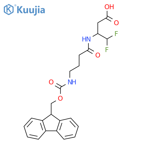 3-4-({(9H-fluoren-9-yl)methoxycarbonyl}amino)butanamido-4,4-difluorobutanoic acid structure