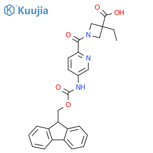 3-ethyl-1-5-({(9H-fluoren-9-yl)methoxycarbonyl}amino)pyridine-2-carbonylazetidine-3-carboxylic acid structure