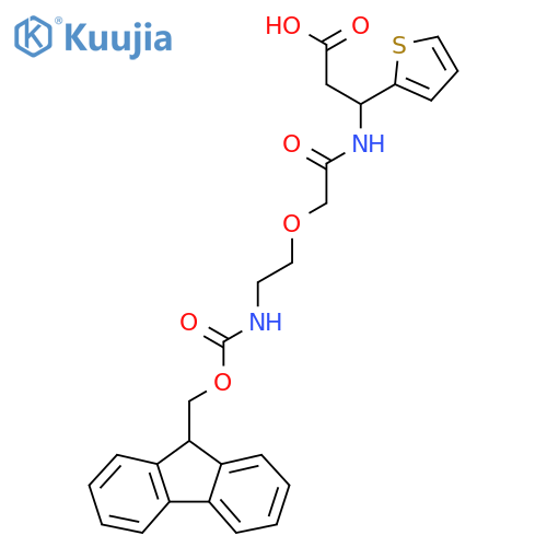 3-{2-2-({(9H-fluoren-9-yl)methoxycarbonyl}amino)ethoxyacetamido}-3-(thiophen-2-yl)propanoic acid structure