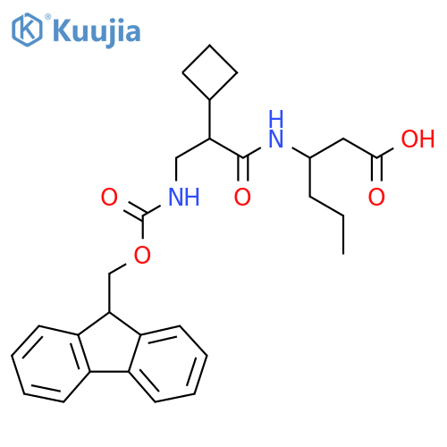 3-2-cyclobutyl-3-({(9H-fluoren-9-yl)methoxycarbonyl}amino)propanamidohexanoic acid structure