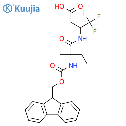 3-2-({(9H-fluoren-9-yl)methoxycarbonyl}amino)-2-methylbutanamido-4,4,4-trifluorobutanoic acid structure