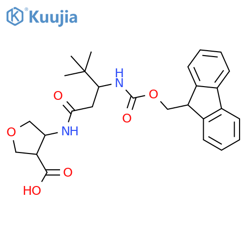 4-3-({(9H-fluoren-9-yl)methoxycarbonyl}amino)-4,4-dimethylpentanamidooxolane-3-carboxylic acid structure