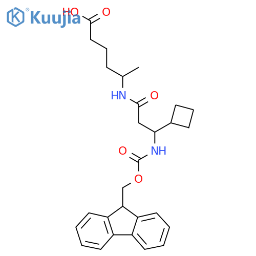 5-3-cyclobutyl-3-({(9H-fluoren-9-yl)methoxycarbonyl}amino)propanamidohexanoic acid structure