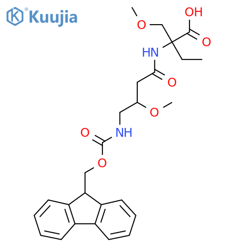 2-4-({(9H-fluoren-9-yl)methoxycarbonyl}amino)-3-methoxybutanamido-2-(methoxymethyl)butanoic acid structure