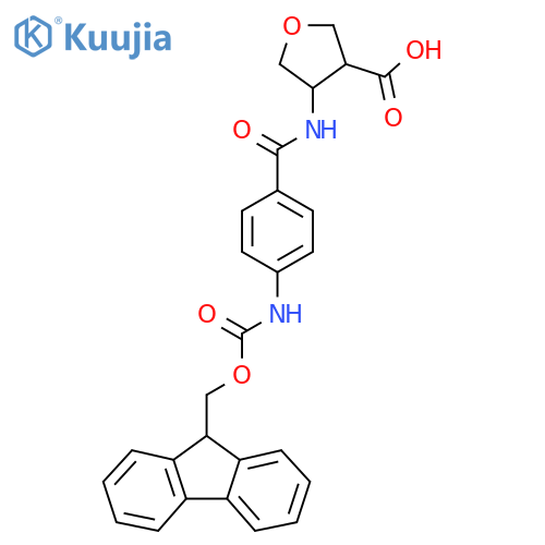4-4-({(9H-fluoren-9-yl)methoxycarbonyl}amino)benzamidooxolane-3-carboxylic acid structure