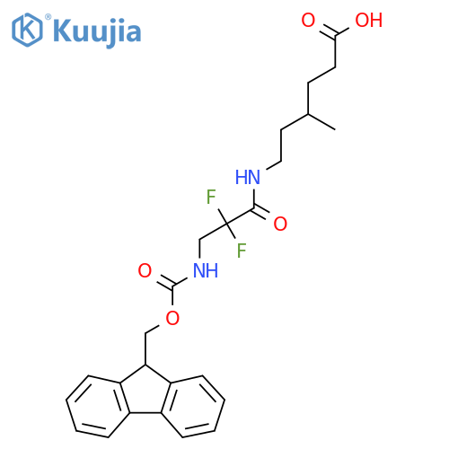 6-3-({(9H-fluoren-9-yl)methoxycarbonyl}amino)-2,2-difluoropropanamido-4-methylhexanoic acid structure