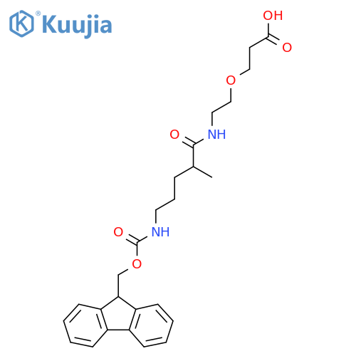 3-{2-5-({(9H-fluoren-9-yl)methoxycarbonyl}amino)-2-methylpentanamidoethoxy}propanoic acid structure