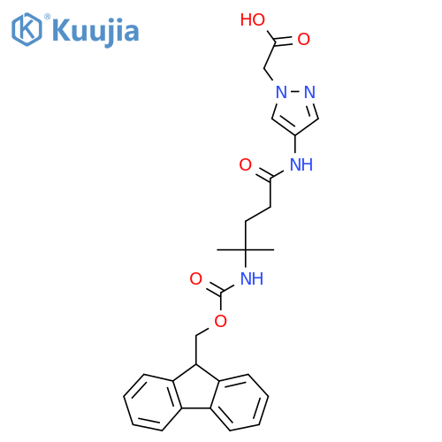 2-{4-4-({(9H-fluoren-9-yl)methoxycarbonyl}amino)-4-methylpentanamido-1H-pyrazol-1-yl}acetic acid structure